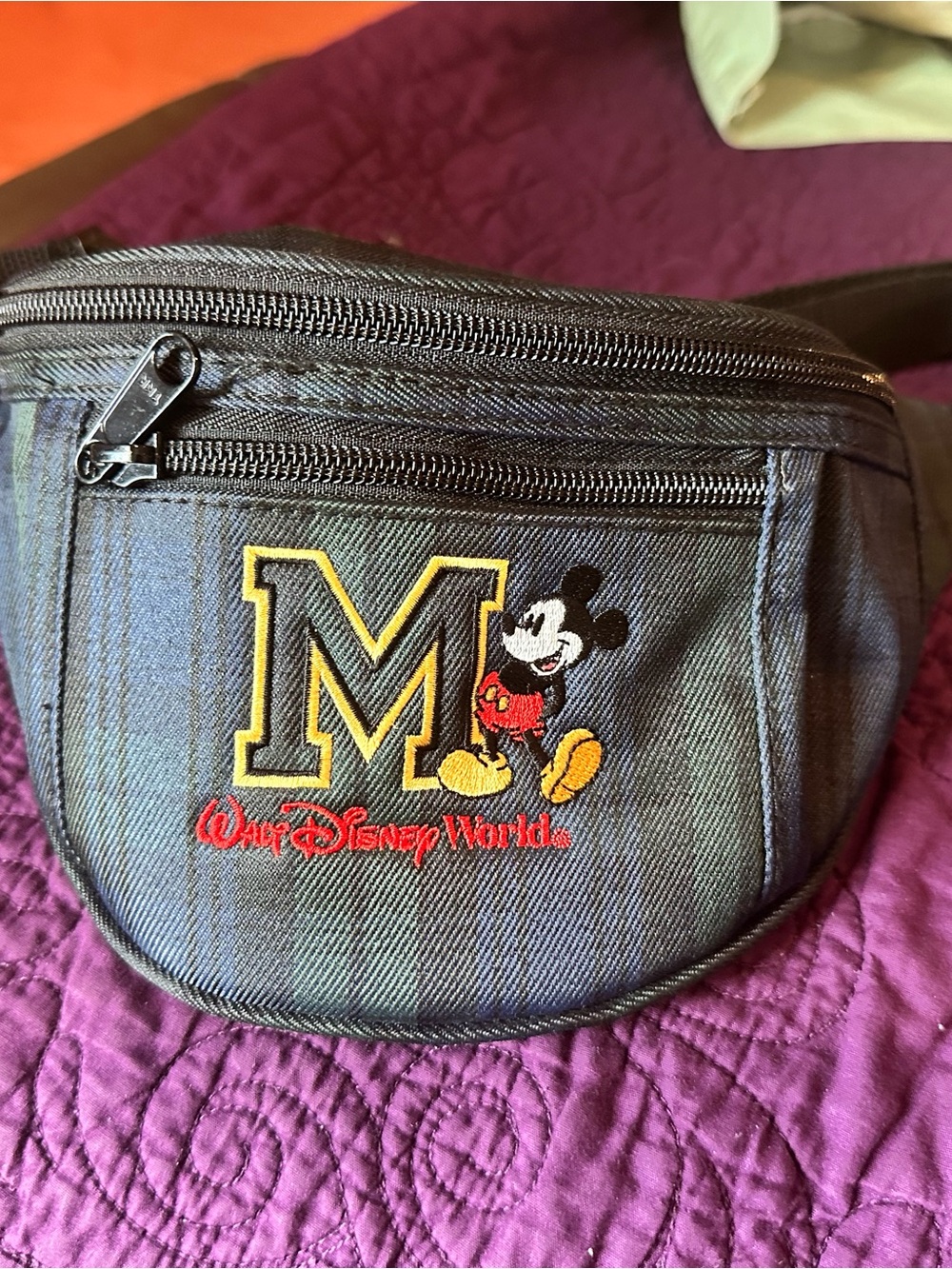 Disney Black Waist Bag with Embroidered Mickey M Patch